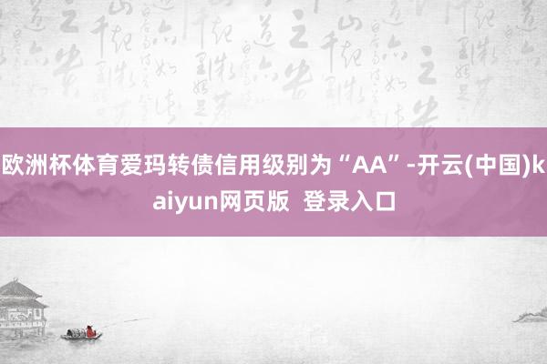 欧洲杯体育爱玛转债信用级别为“AA”-开云(中国)kaiyun网页版  登录入口