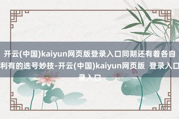 开云(中国)kaiyun网页版登录入口同期还有着各自利有的选号妙技-开云(中国)kaiyun网页版  登录入口