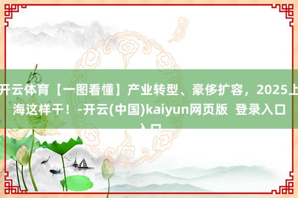 开云体育【一图看懂】产业转型、豪侈扩容，2025上海这样干！-开云(中国)kaiyun网页版  登录入口