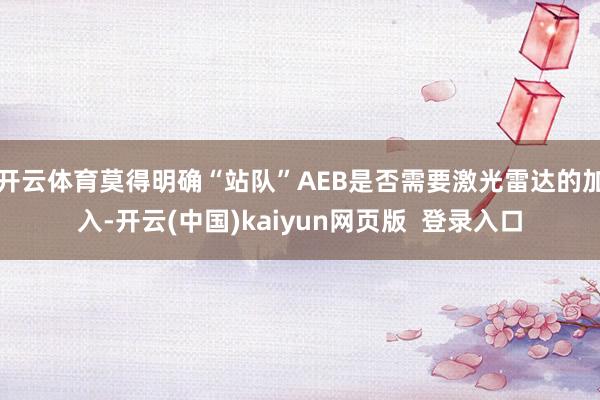 开云体育莫得明确“站队”AEB是否需要激光雷达的加入-开云(中国)kaiyun网页版  登录入口