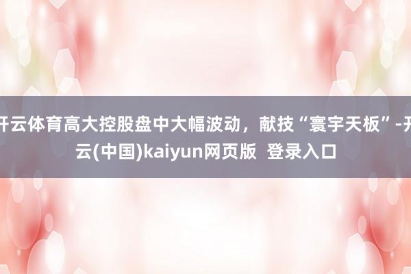 开云体育高大控股盘中大幅波动，献技“寰宇天板”-开云(中国)kaiyun网页版  登录入口