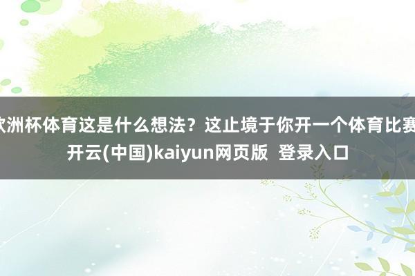 欧洲杯体育这是什么想法？这止境于你开一个体育比赛-开云(中国)kaiyun网页版  登录入口