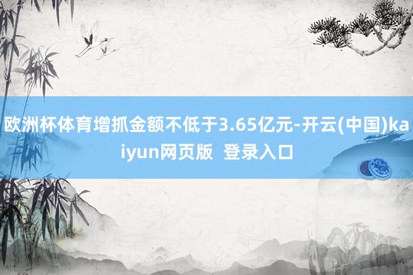 欧洲杯体育增抓金额不低于3.65亿元-开云(中国)kaiyun网页版 登录入口