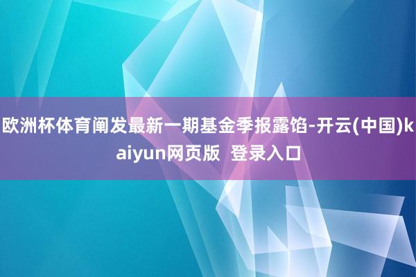 欧洲杯体育阐发最新一期基金季报露馅-开云(中国)kaiyun网页版  登录入口