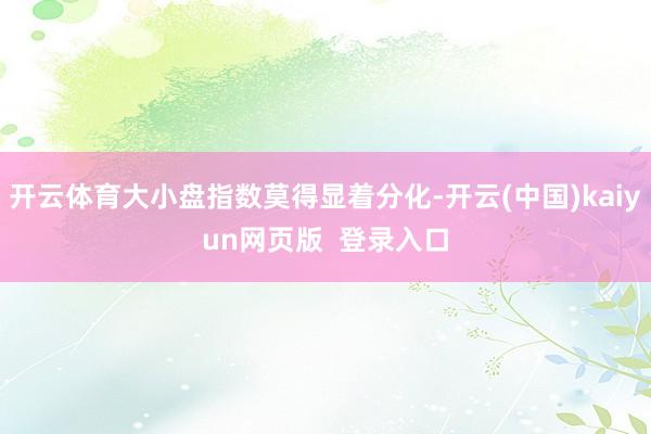 开云体育大小盘指数莫得显着分化-开云(中国)kaiyun网页版  登录入口