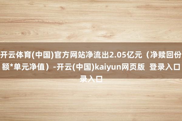开云体育(中国)官方网站净流出2.05亿元（净赎回份额*单元净值）-开云(中国)kaiyun网页版  登录入口