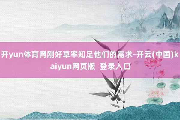 开yun体育网刚好草率知足他们的需求-开云(中国)kaiyun网页版  登录入口