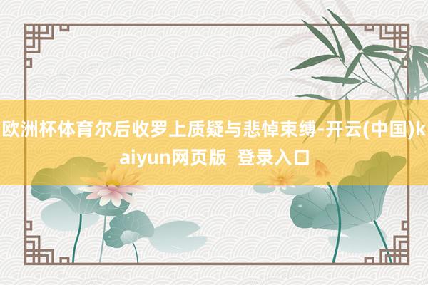 欧洲杯体育尔后收罗上质疑与悲悼束缚-开云(中国)kaiyun网页版  登录入口